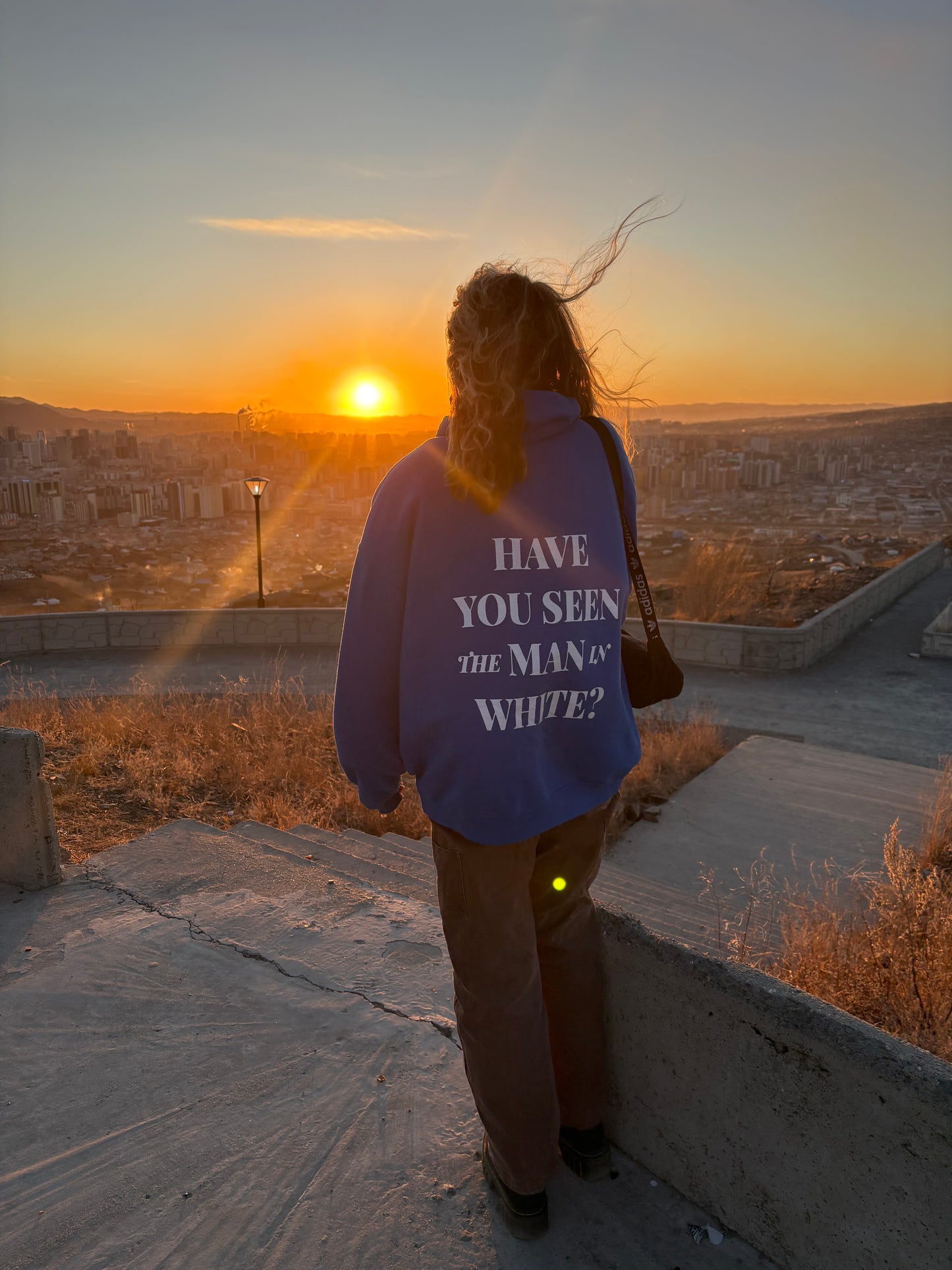 Man in White Mid-Weight Hoodie