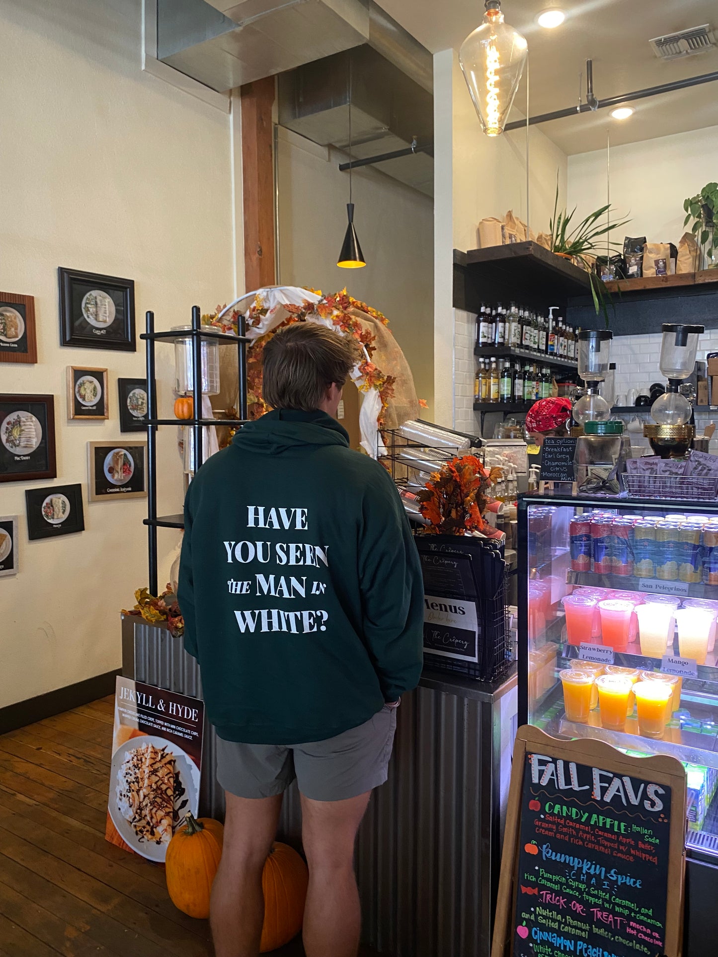 Man in White Mid-Weight Hoodie