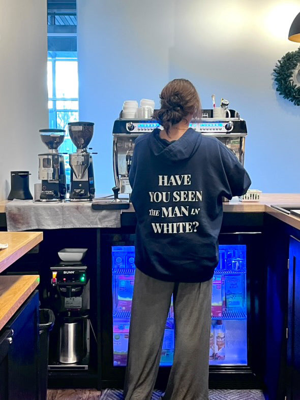 Man in White Mid-Weight Hoodie