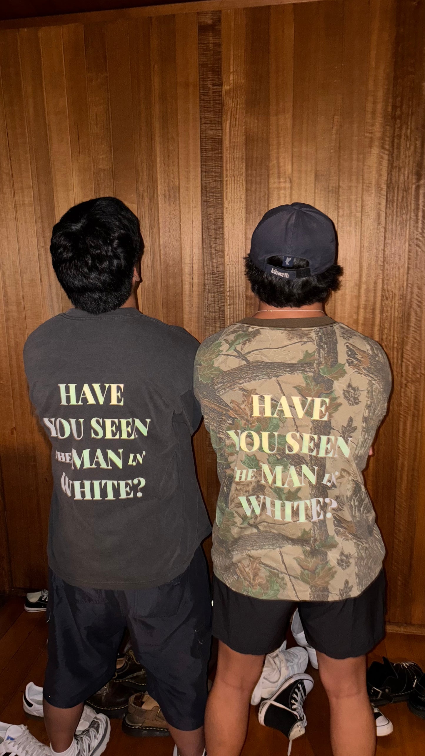 Camouflage man in white long sleeve