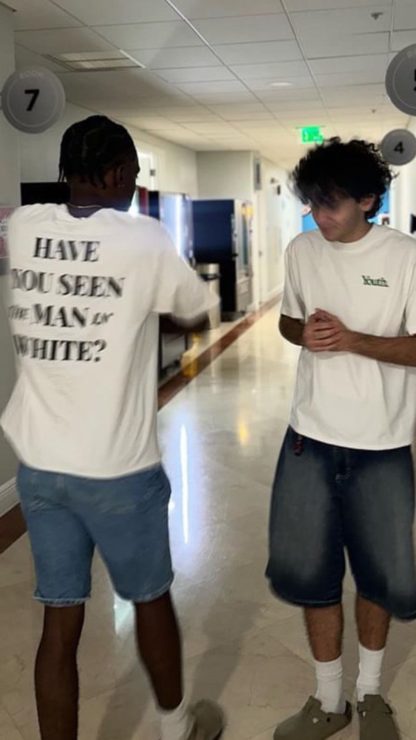 Hanes Man in White T-Shirt - 4 Languages